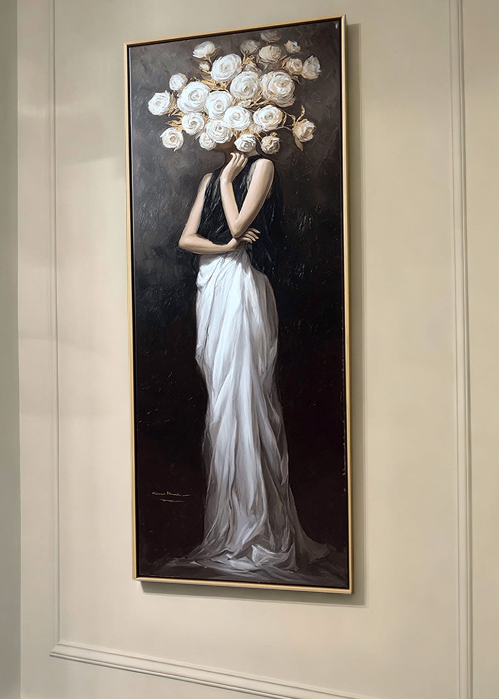 Customer photo review of Silent Muse – White Rose Woman Portrait Painting #awp44