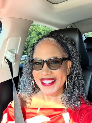 Customer photo review of Luvwin Gray Crochet Hair 3 Packs Small Kinky Curly Human Hair Bundle Hair Extensions