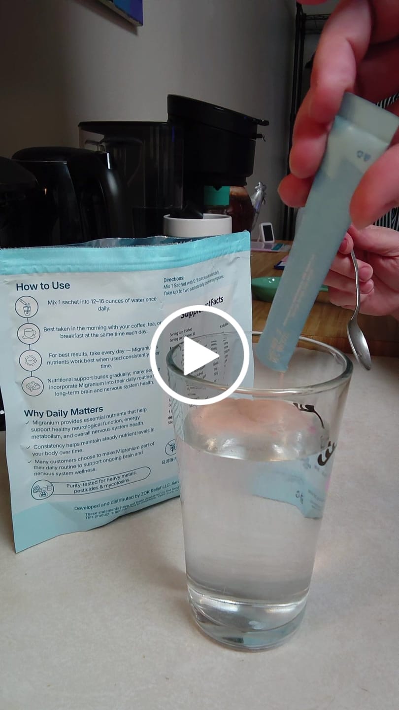 Customer video review of Migranium Daily - World’s 1st Anti-Migraine Super Formula for Headaches + Brain Fog + Stress