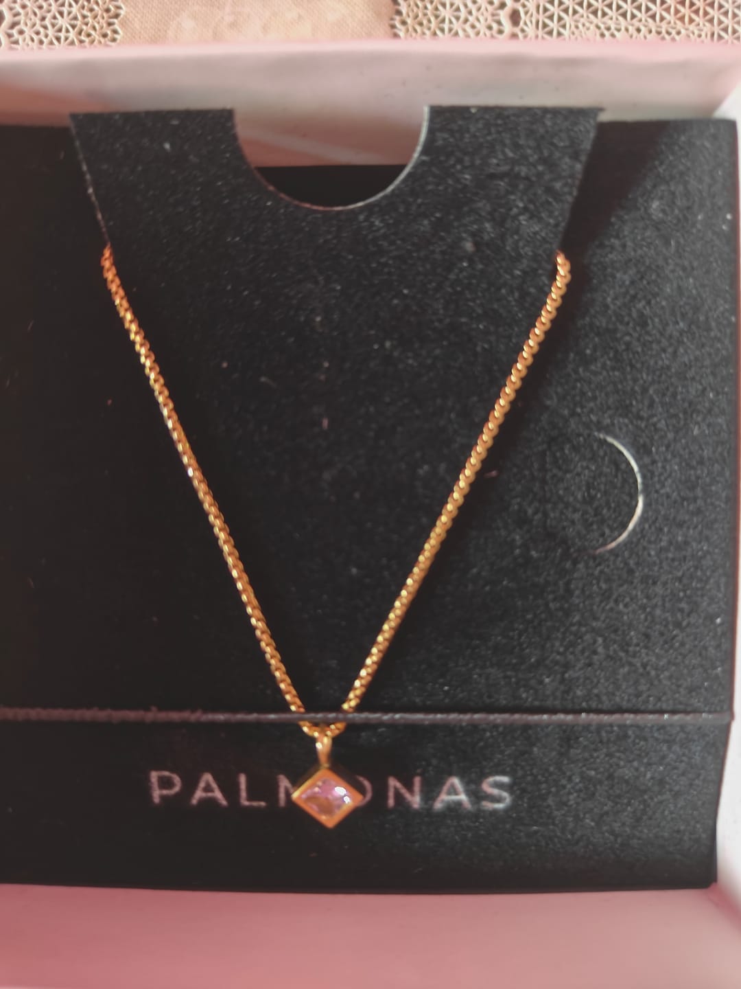 Customer photo review of Square Charm Accent Necklace