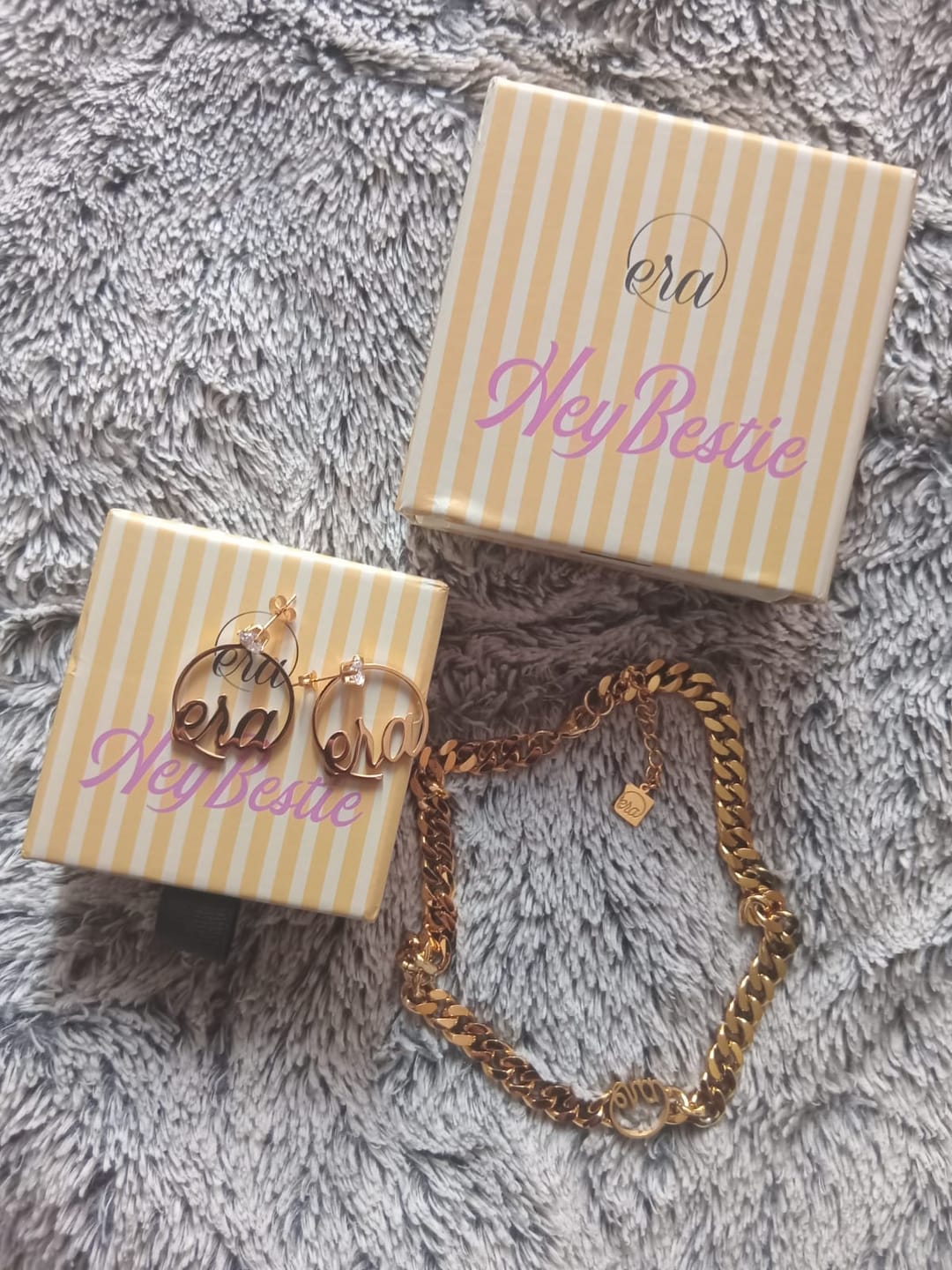 Customer photo review of Gold Era Halo Mini Drop Hoops ✨