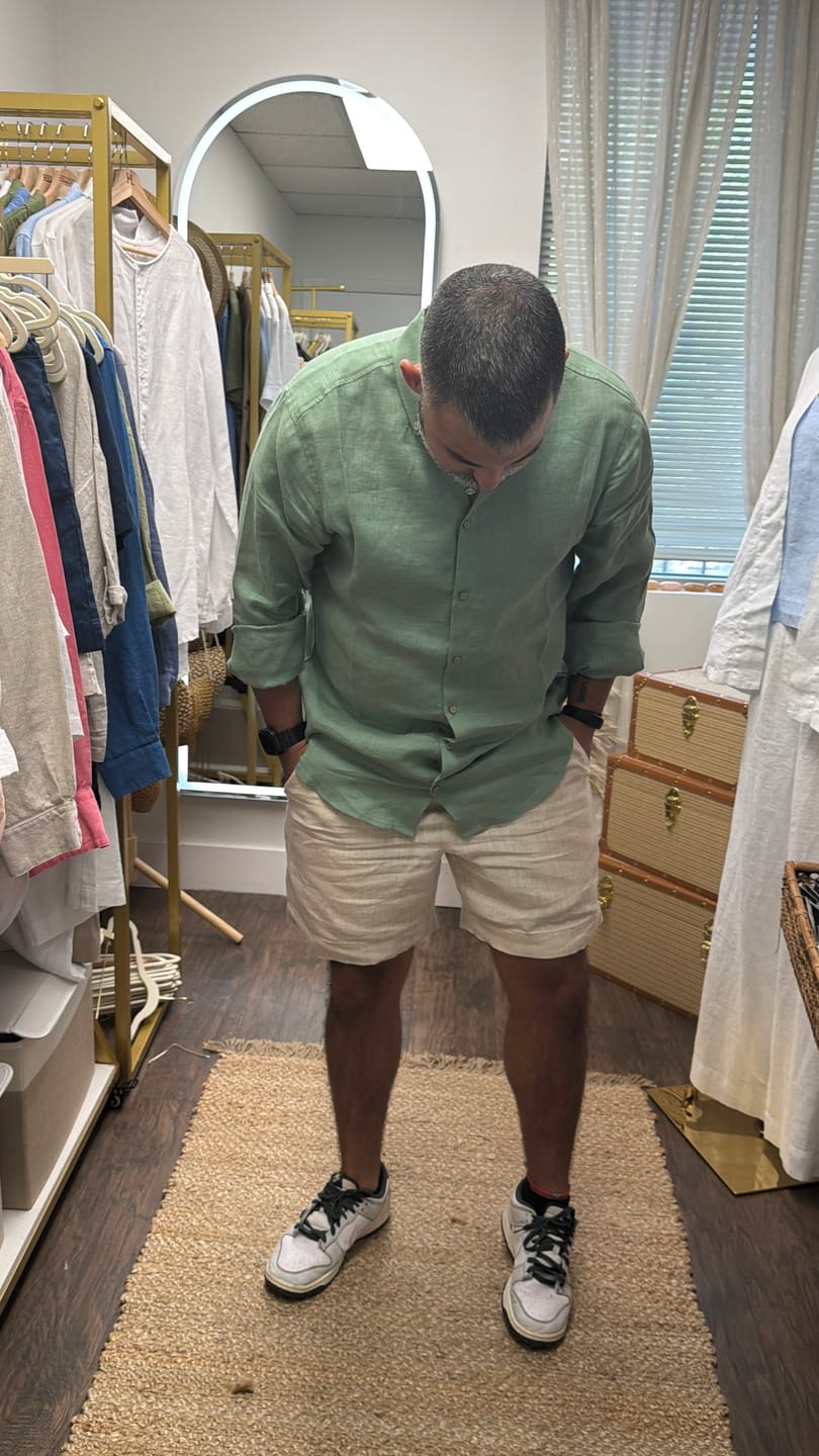 Customer photo review of Siesta Key Linen Shorts