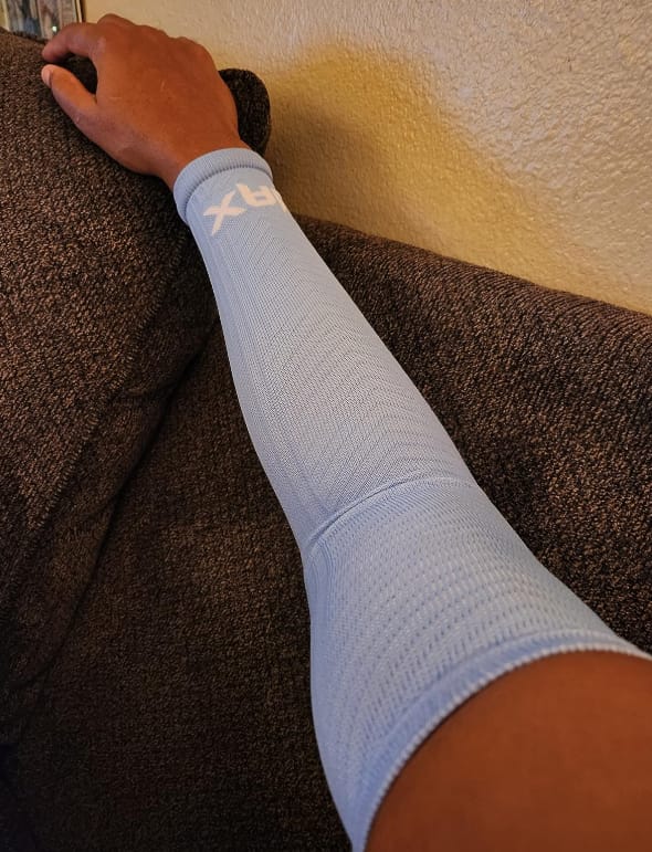 Customer photo review of Jax | Restore Recovery Premium Arm Sleeve - White