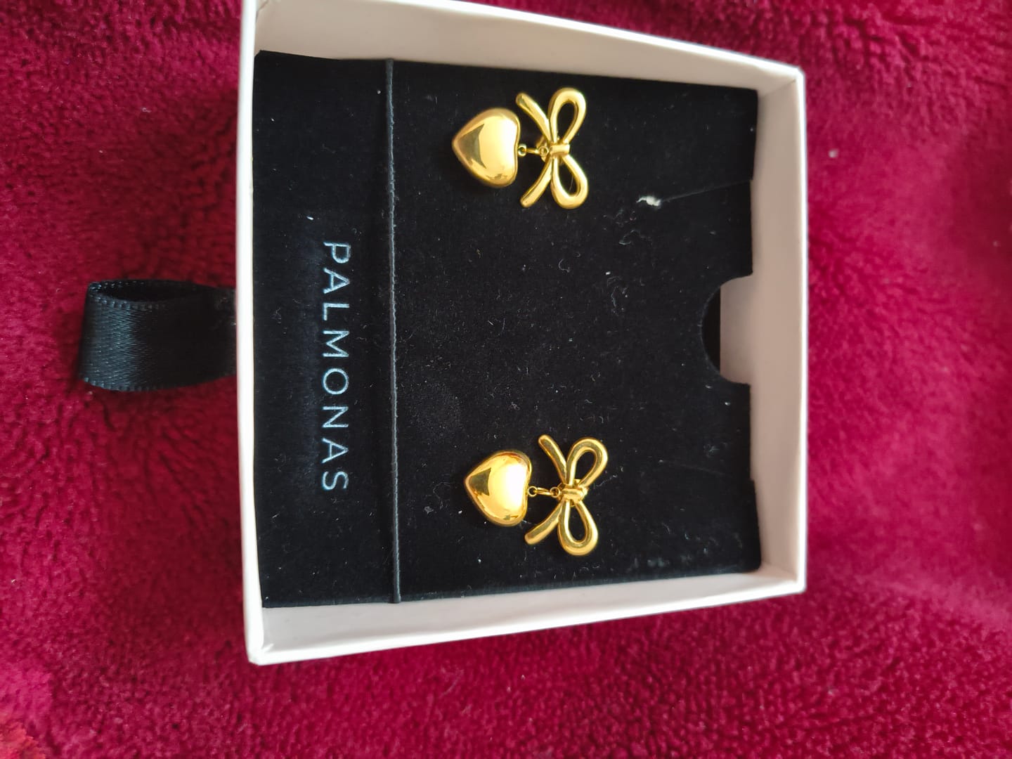 Customer photo review of Wrapped With Love Heart Earrings