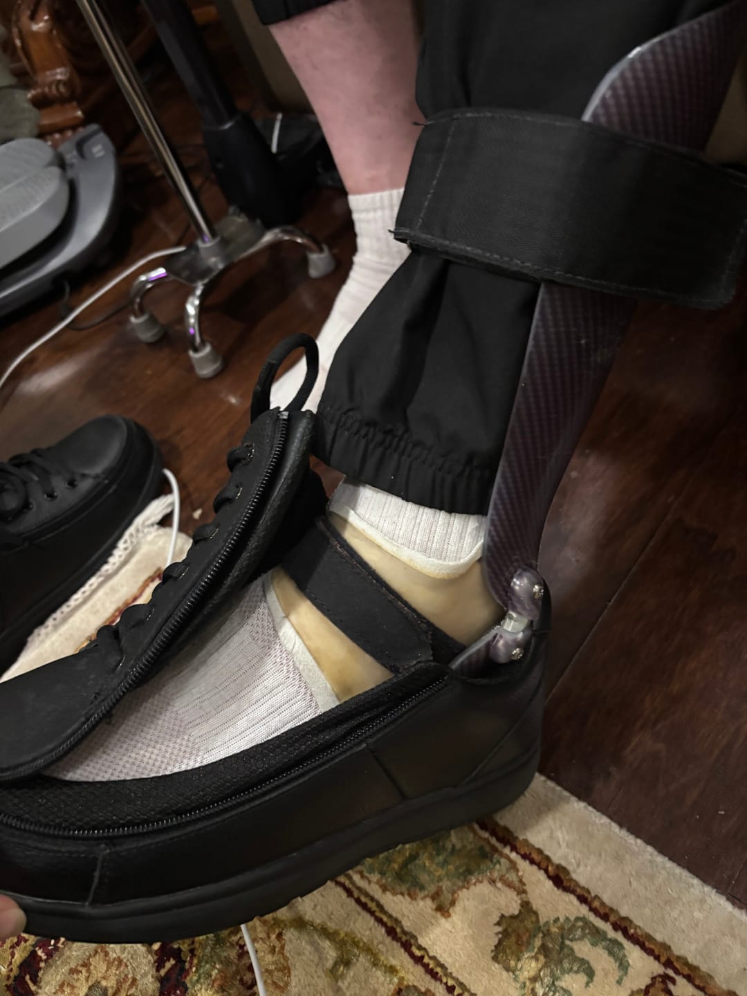 Customer photo review of Men's Black to the Floor Leather BILLY Comfort Plush CPMA Certified AFO-Ready
