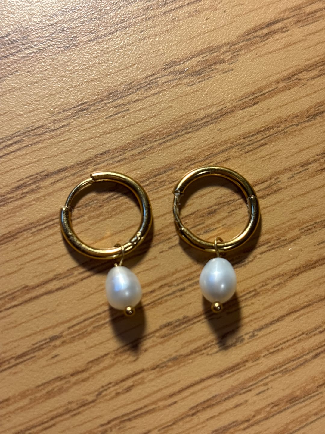 Customer photo review of Freshwater Pearl Bella Hoop Earrings