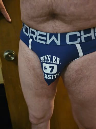 Customer photo review of 2 Pack Men's Ultra-Soft Printed Low-Rise Sexy Sporty Cut Anti-Chafing Bikini