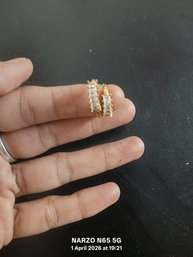 Customer photo review of Gold Stone Studded Hoop Earrings