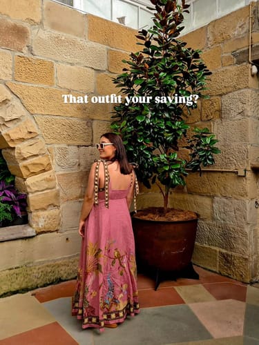 Customer photo review of Linen Blend Unique Printed Tie-up Suspenders Pocket Elegant Vacation Maxi Dress