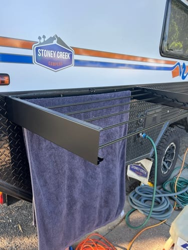 Customer photo review of RV/Caravan Mounted Drying Rack - Foldable Indoor and Outdoor