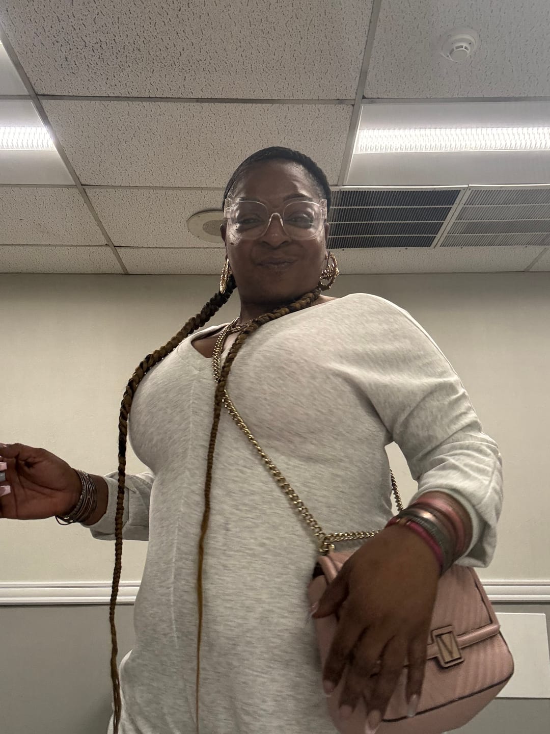 Customer photo review of Double Plated Bamboo Name Hoop Earrings