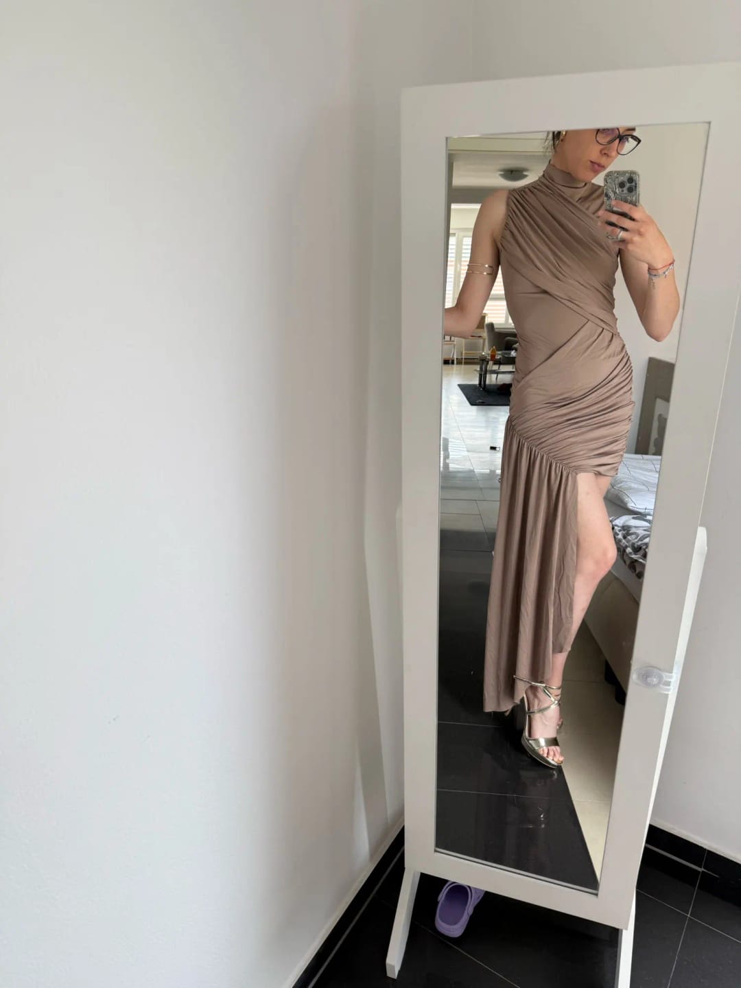 Customer photo review of Jenny High Neck Ruched Mini Dress