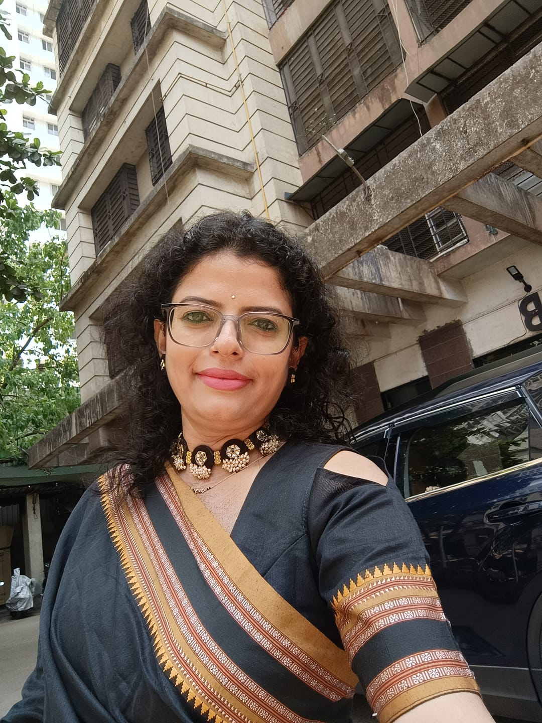 Customer photo review of Virasat ~ Handloom Pure Cotton Paithani with Lotus Pallu in Magenta Pink