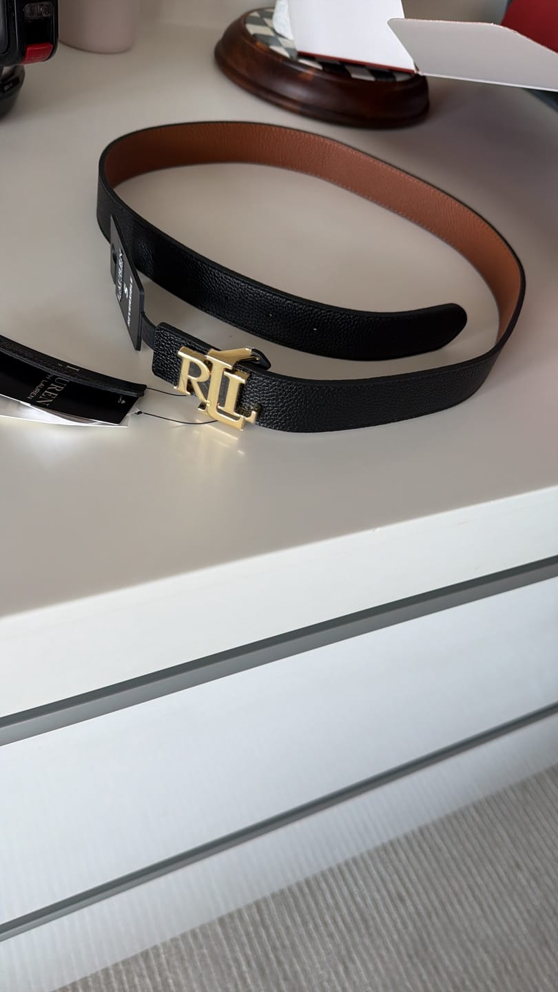 Customer photo review of Polo Ralph Lauren Women's Logo Reversible Pebbled Leather Belt Black/Lauren Tan