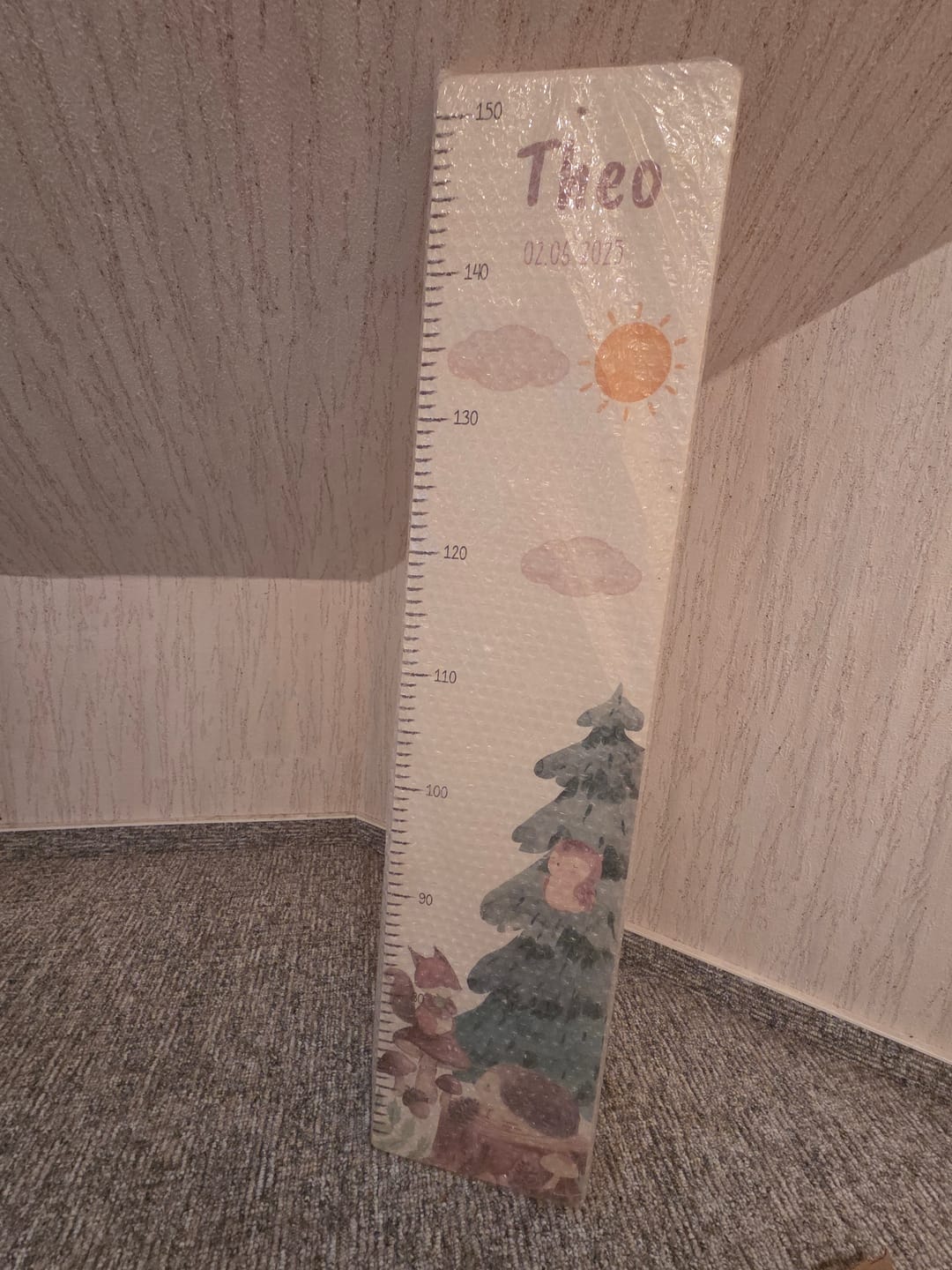 Customer photo review of Messlatte Kinder Holz & Aluverbund - Waldtiere