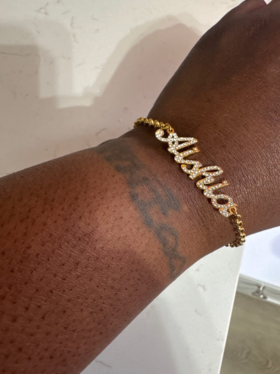 Customer photo review of Iced Name Bracelet