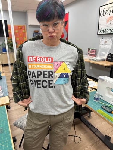 Customer photo review of Courage to Paper Piece T-shirt