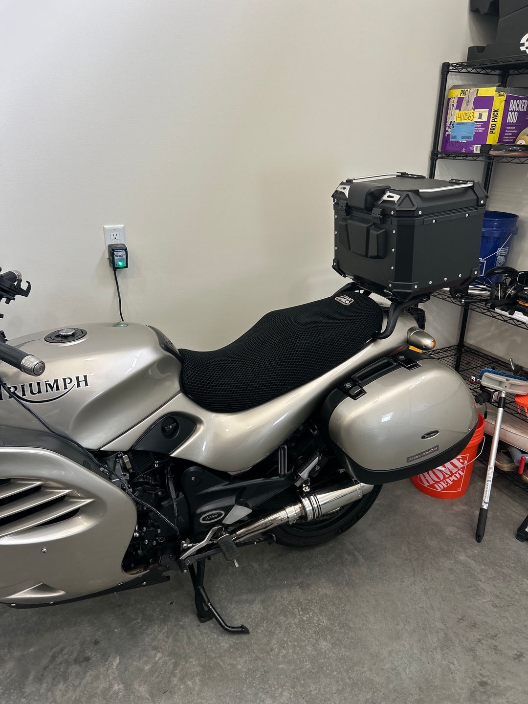 Wind Rider mesh seat cover on a Triumph Trophy 1200