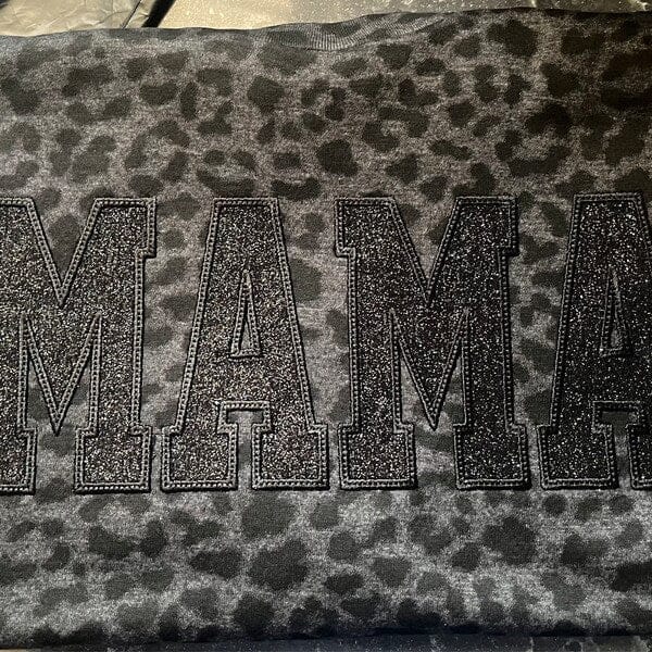 Customer photo review of Custom Embroidered Black Leopard Mama Shirt Black Glitter Monochromatic Tee Mothers Day Gift for Mom