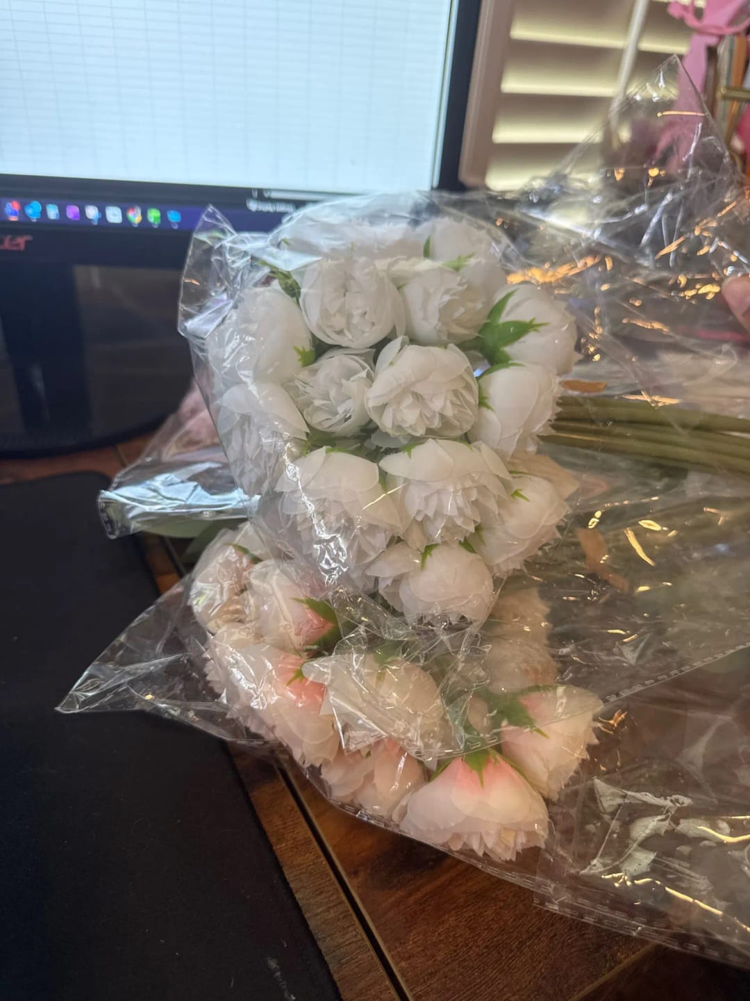Customer photo review of 27-Head Artificial Rose Pink Peony & Rose Silk Bouquet | Realistic Faux Flowers for Wedding Décor, Table Arrangements & Home Styling