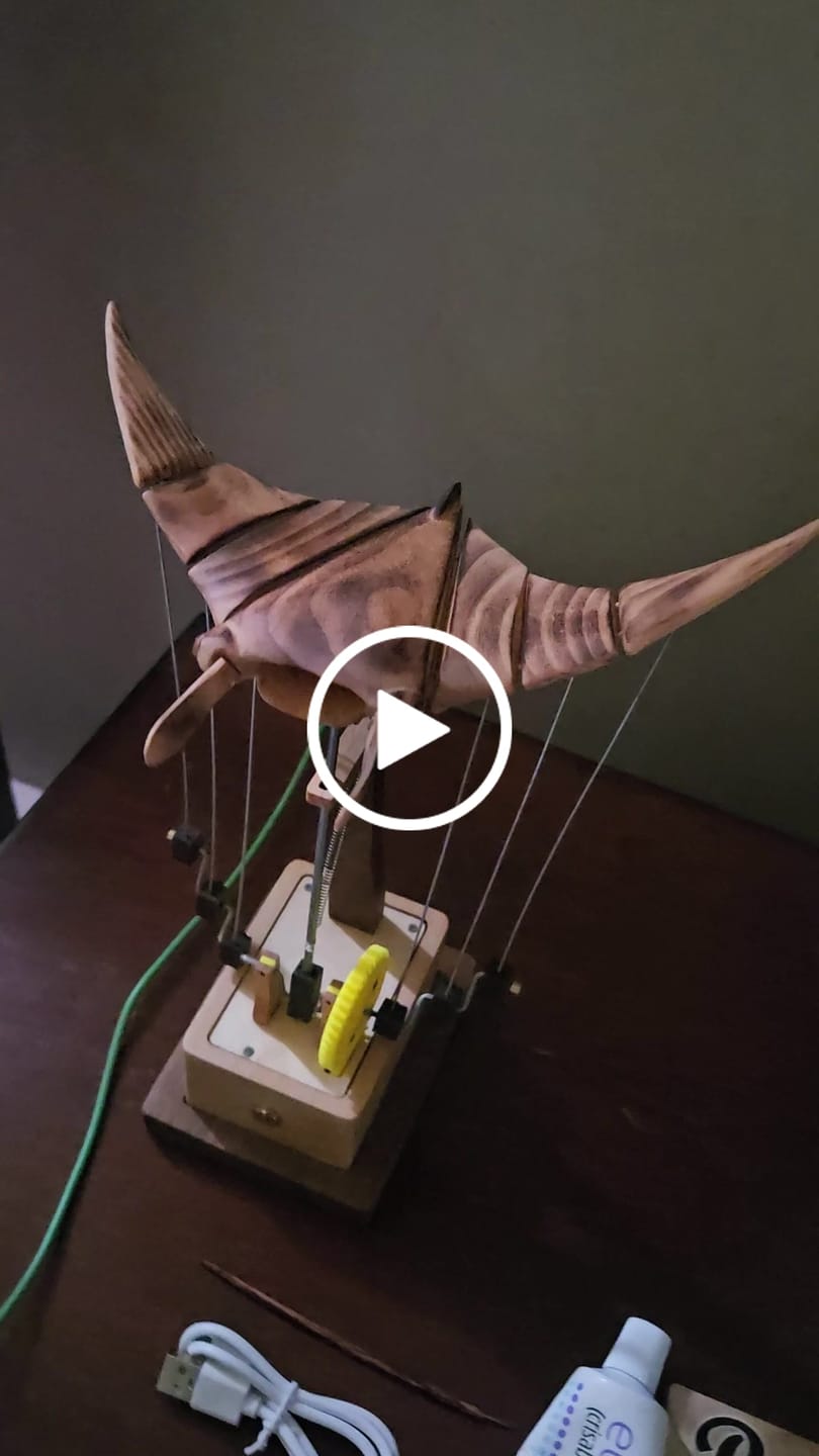 Customer video review of MarinerPoet™ Handcrafted Wooden Manta Ray Automaton