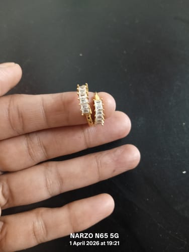 Customer photo review of Gold Stone Studded Hoop Earrings