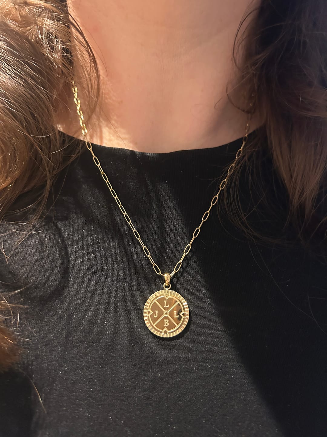 Customer photo review of Engravable Compass Necklace