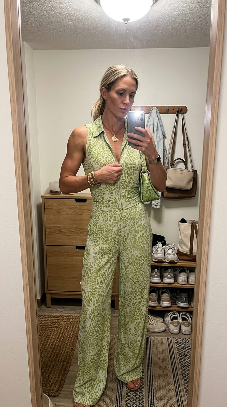 Customer photo review of Sleeveless Contrast Color Leopard Split-Joint Zipper Lapel Blouses&Shirts Tops