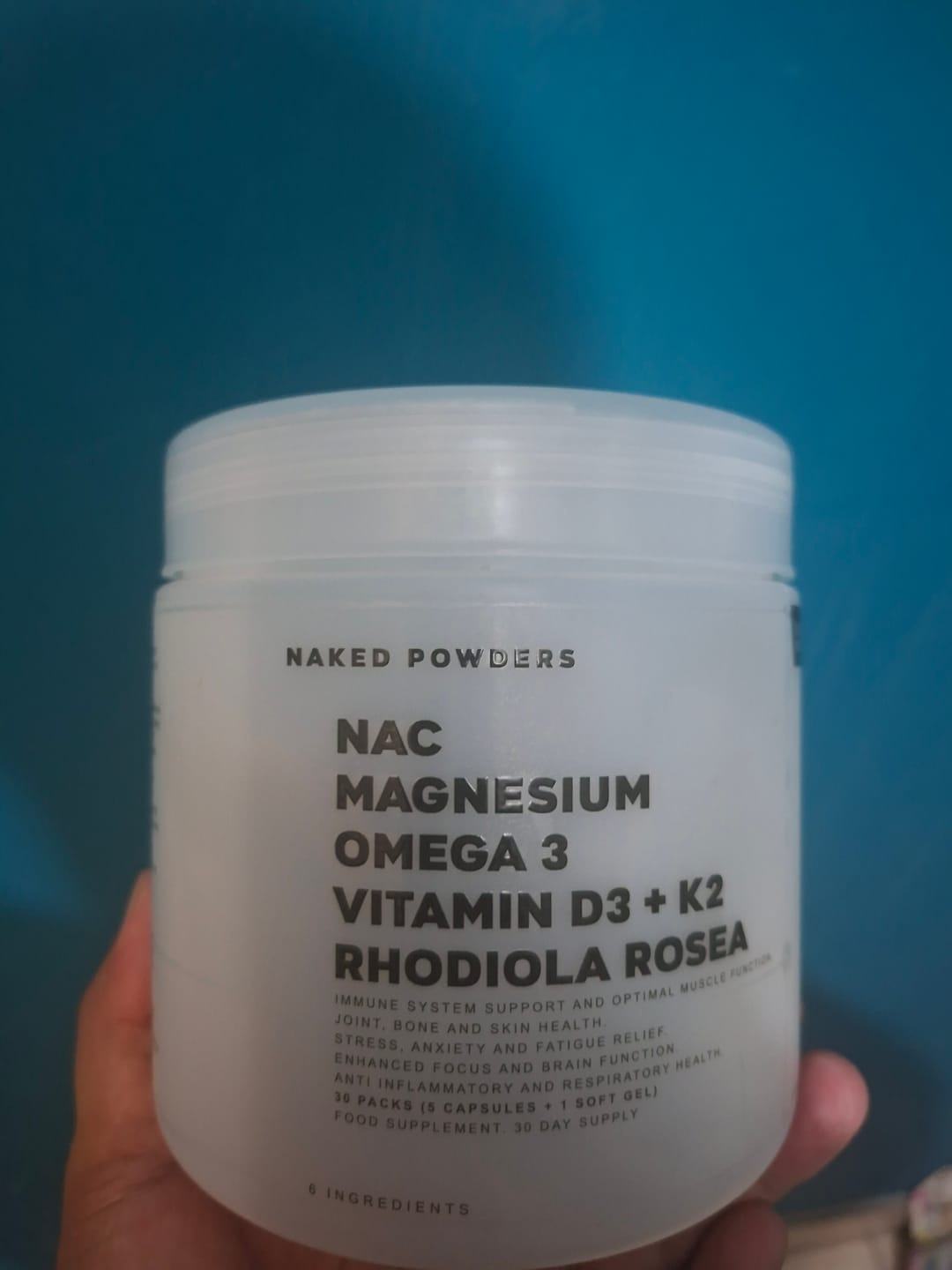 Customer photo review of NAC, Magnesium, Omega 3, Vit D3 + K2, Rhodiola Rosea - 30 daily packs