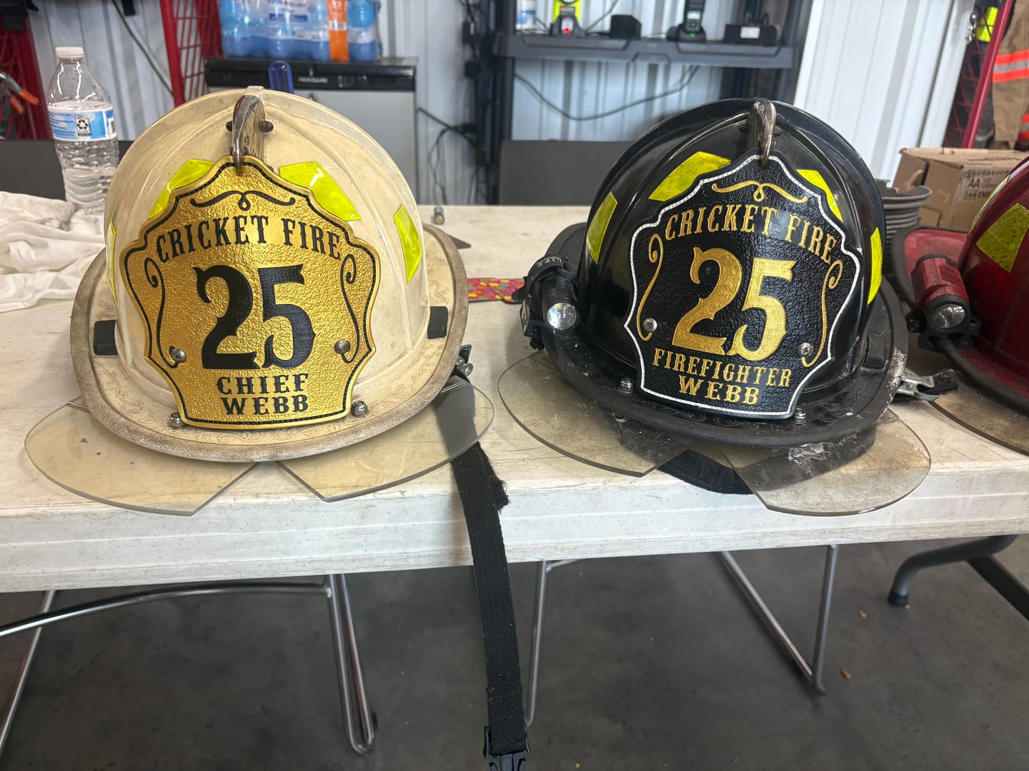 Customer photo review of Bare Bones Leather Firefighter Helmet Shield
