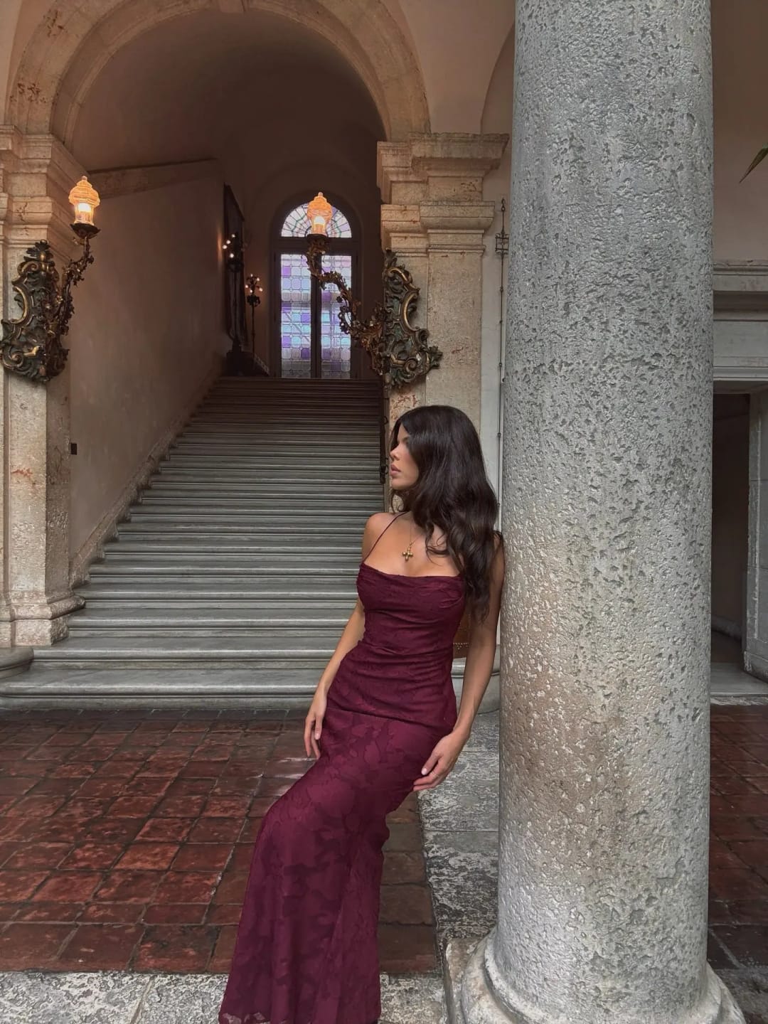 Customer photo review of Brielle Sleeveless Floral Maxi Dress