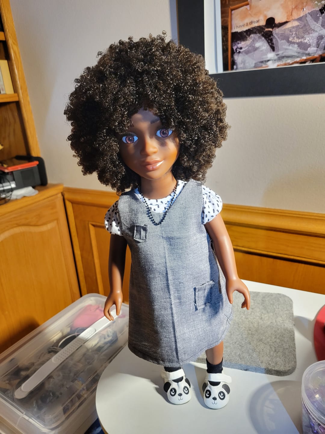 Customer photo review of Beautiful Curly Me Bella – 18 inch Doll with Natural Curly Hair