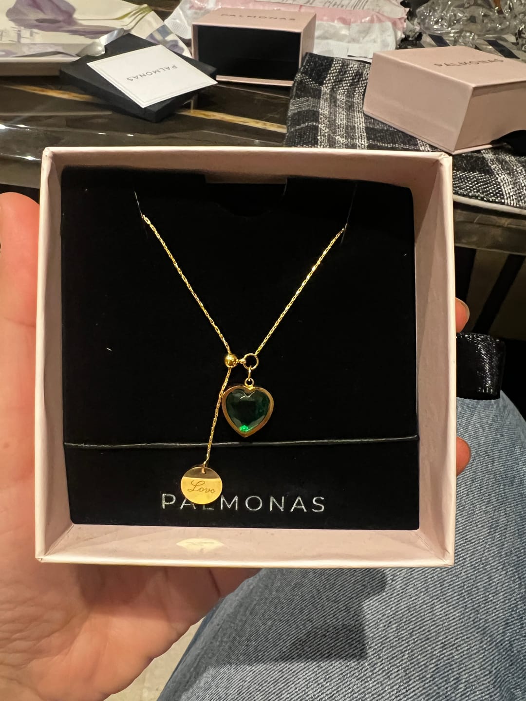 Customer photo review of Emerald Love Necklace