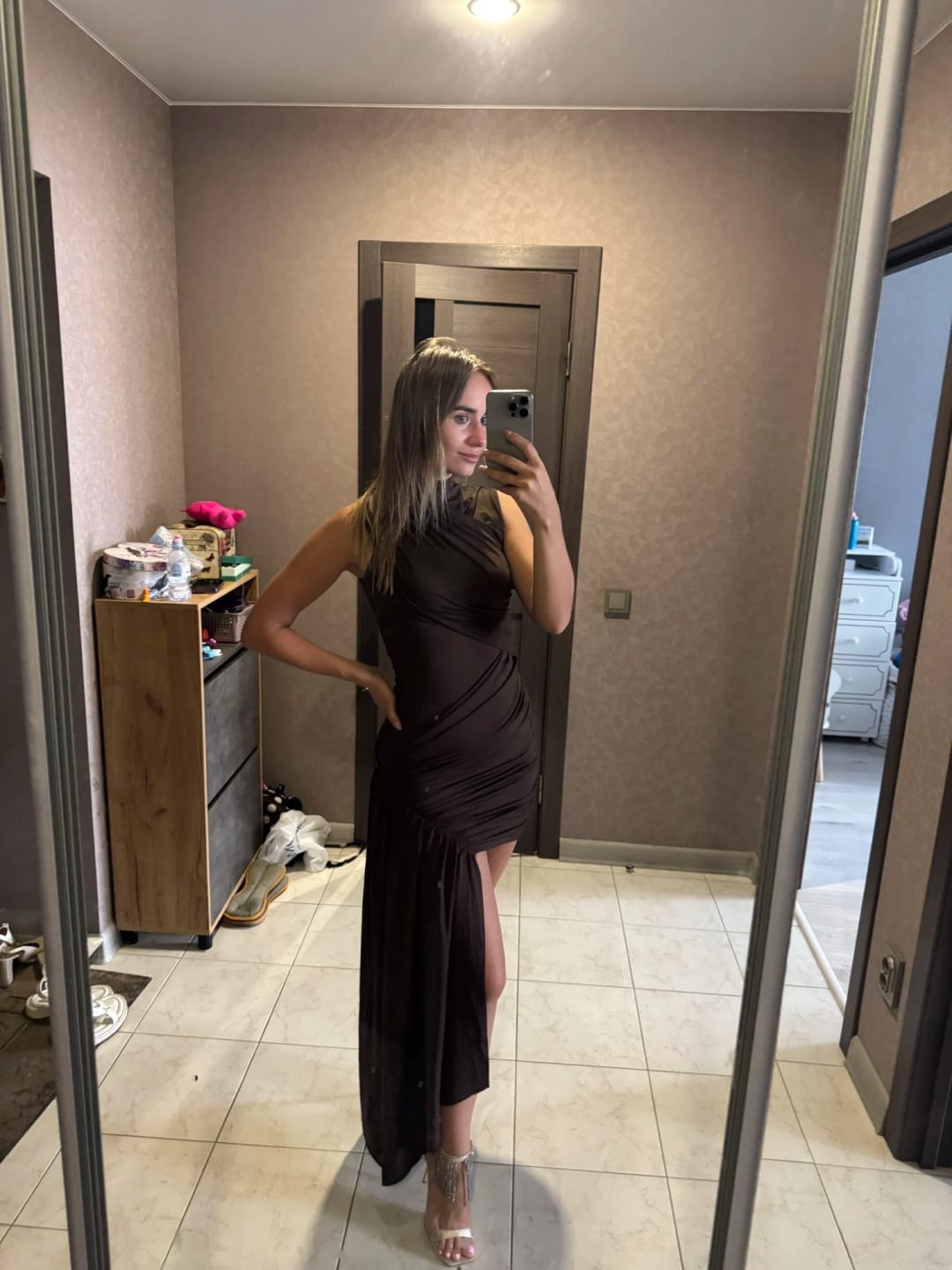 Customer photo review of Jenny High Neck Ruched Mini Dress
