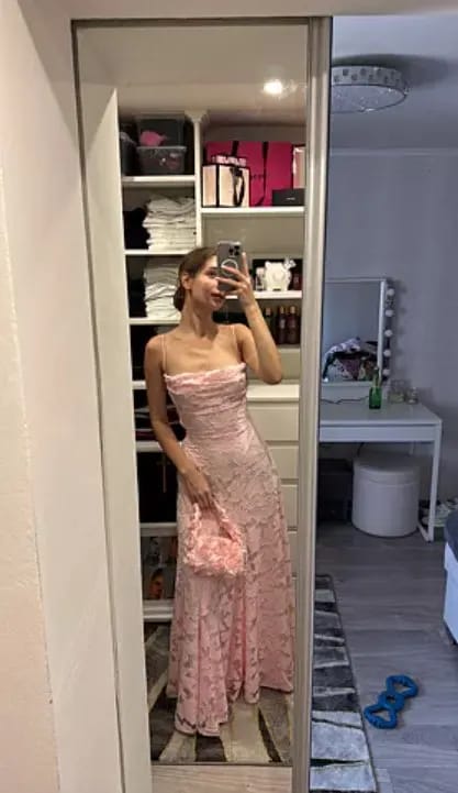 Customer photo review of Brielle Sleeveless Floral Maxi Dress