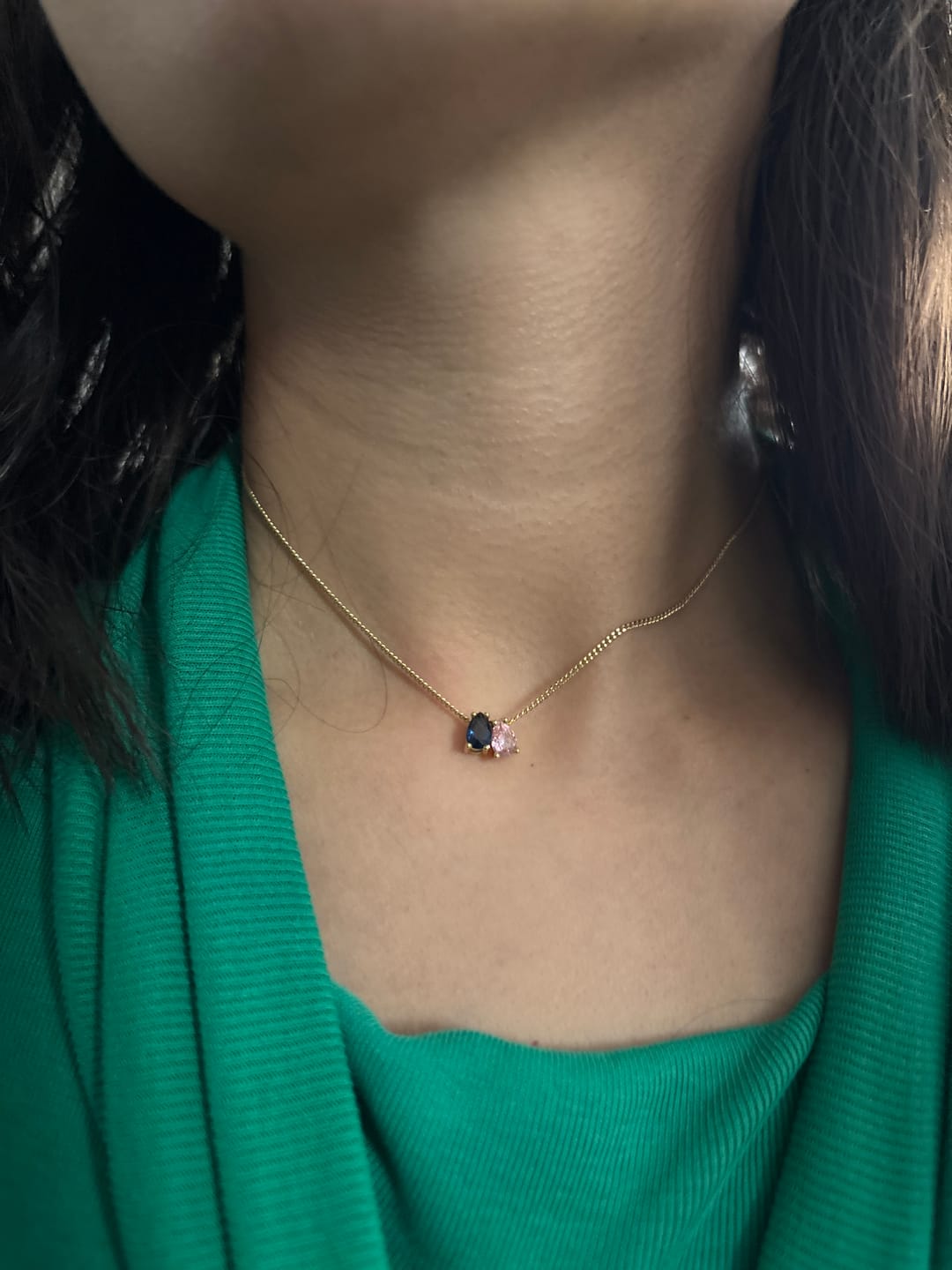 Customer photo review of Personaliza Tu Collar Birthstone Gota Dorado