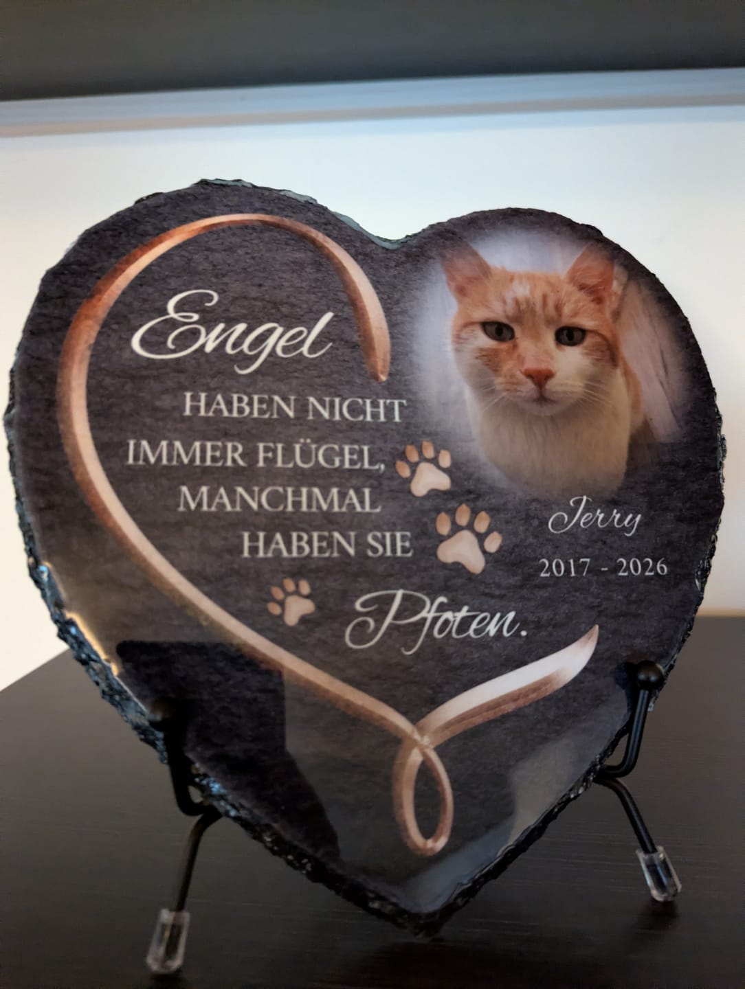 Customer photo review of Personalisiertes Schieferherz - Engel haben Pfoten