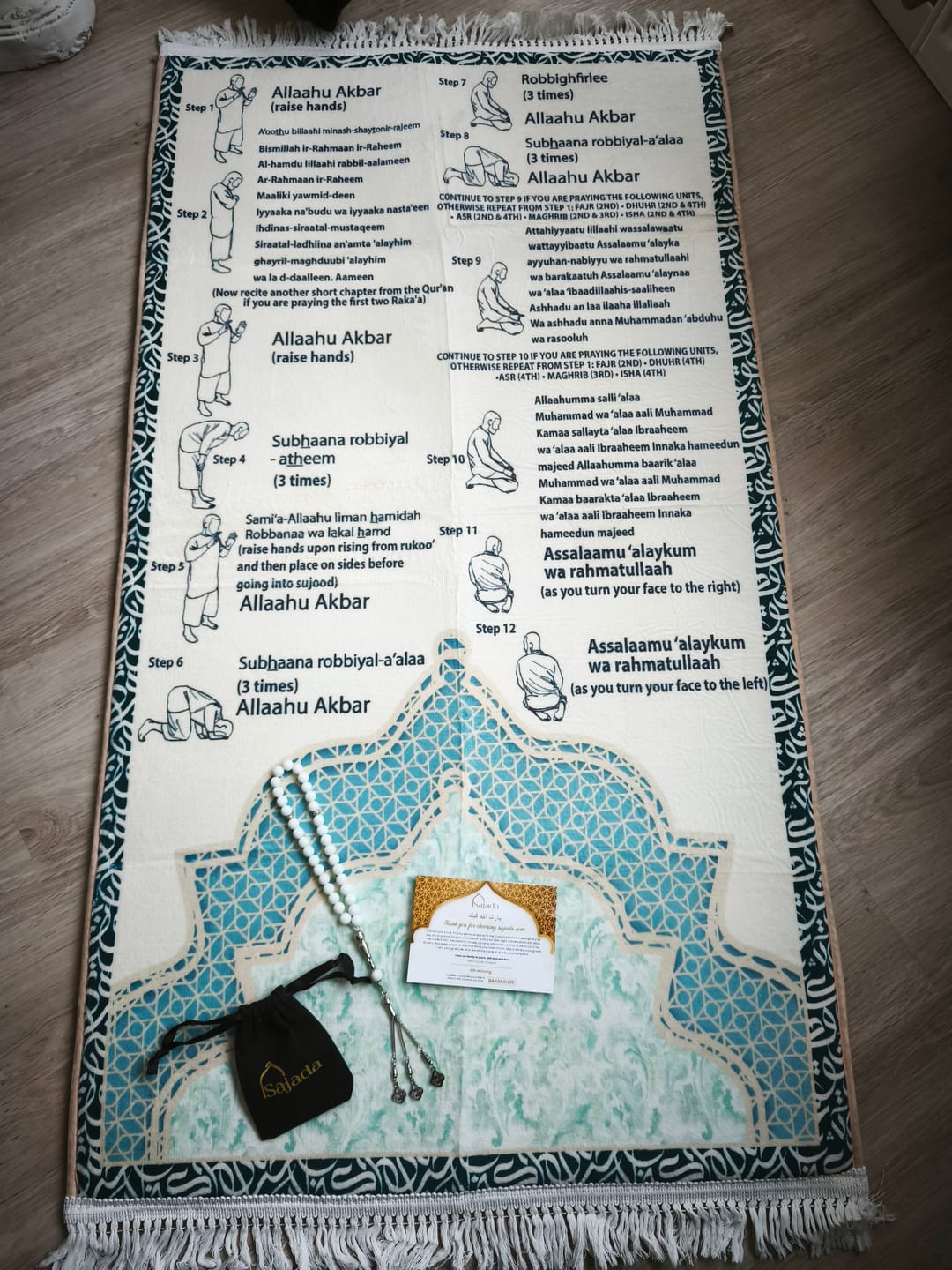 Customer photo review of Step-by-Step Phonetic Salah Padded Prayer Mat