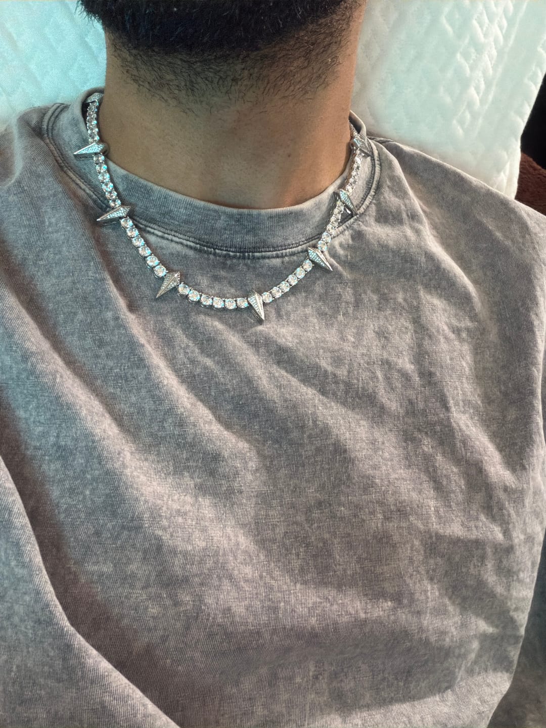 Customer photo review of 13mm Cuban Chain Bundle 20" & 22" - White Gold