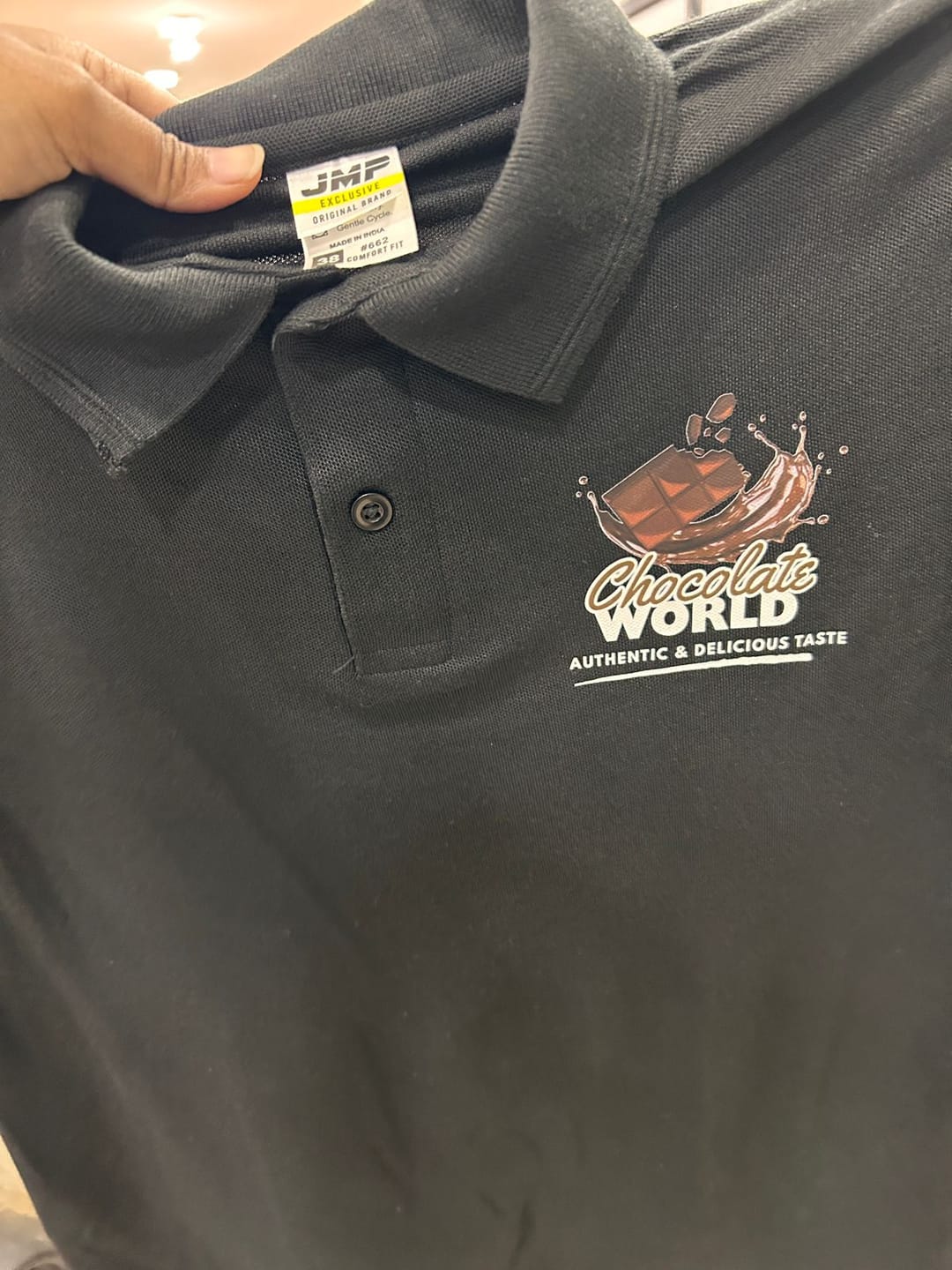 Customer photo review of Customized Polo T-Shirt With Your Company Logo | Order Logo Printed Tees | PrintMine.in