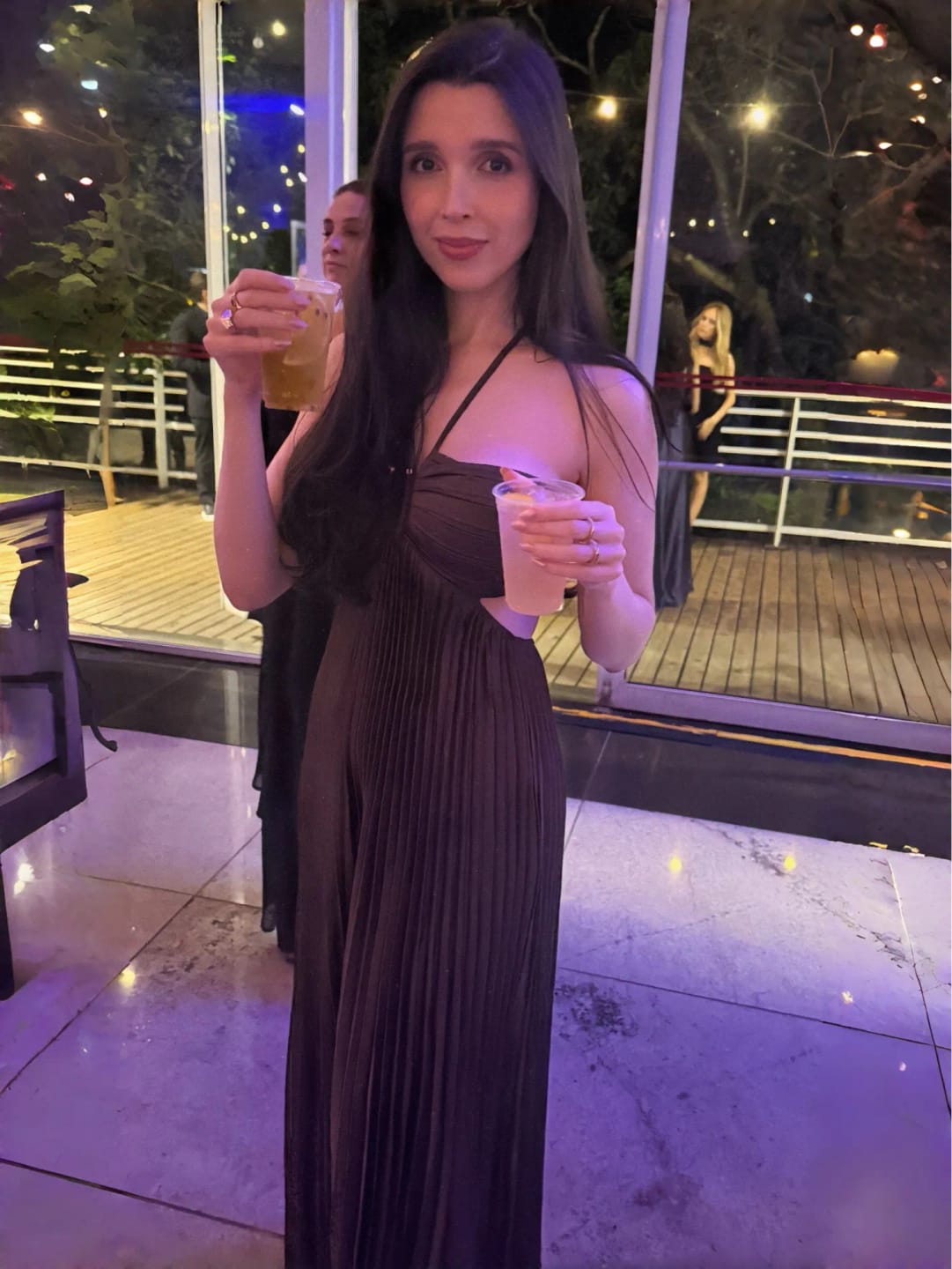 Customer photo review of Lindsay Cutout Pleated Maxi Dress