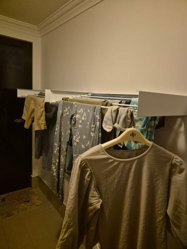 Customer photo review of Wall Mounted Drying Rack - Foldable Indoor and Outdoor Drying Rack