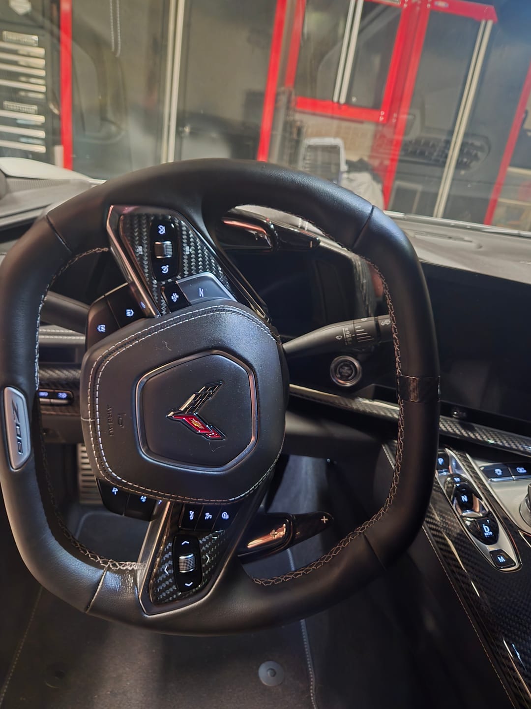 Customer photo review of C8 Corvette Real Carbon Fiber Steering Wheel Button Trim Covers | Interior Overlay (2020–2026)