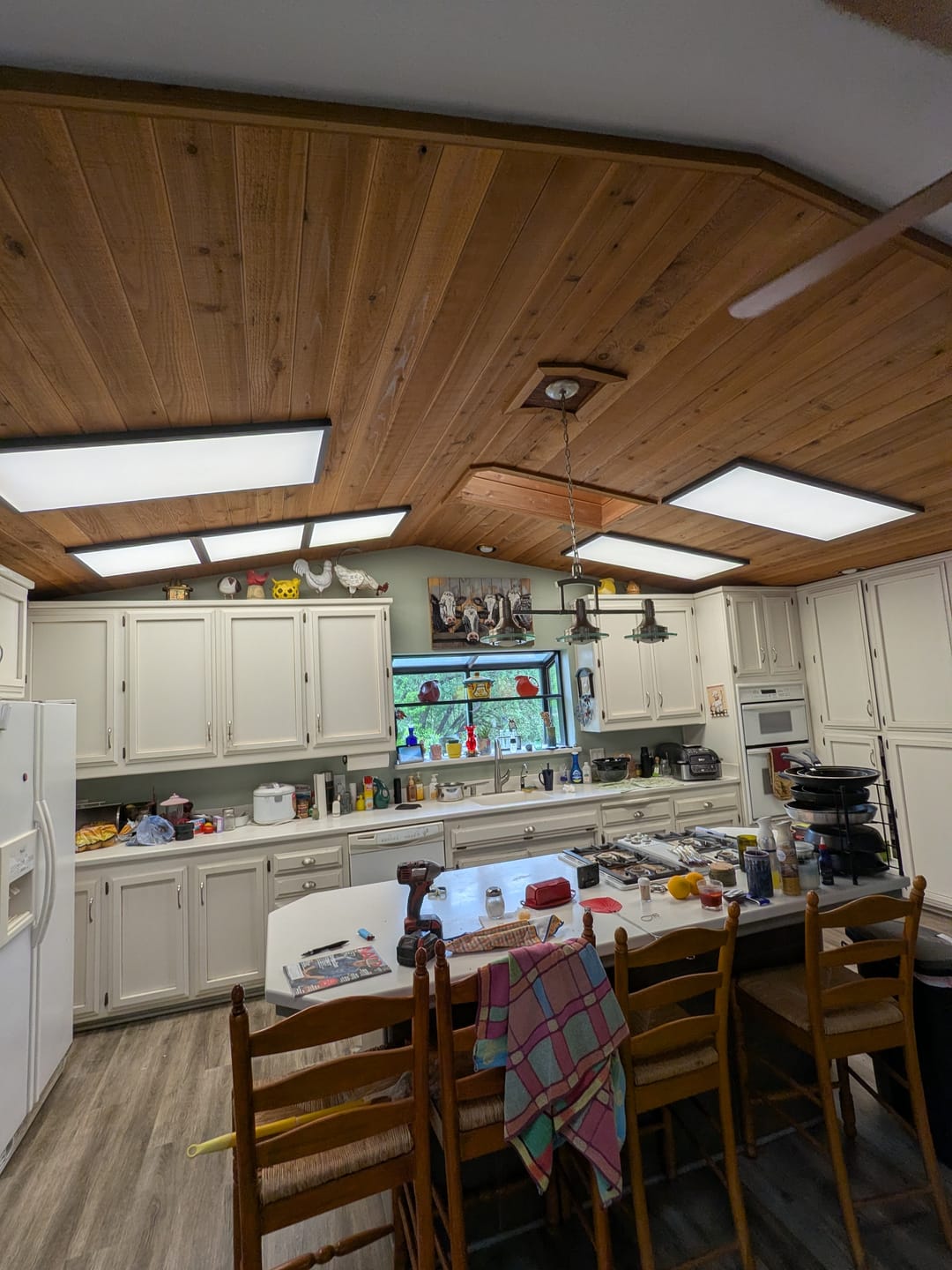 Customer photo review of 2 ft. x 2 ft. 4200 Lumen LED Flat Panel Ceiling Flush Mount Light, Black/White, 2-Pack