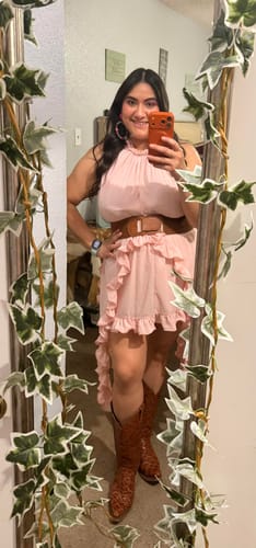 Customer photo review of Romantic Drama Chiffon Wavy Ruffles Elastic Waist Loose Shorts (Shipped Within 24 Hours)