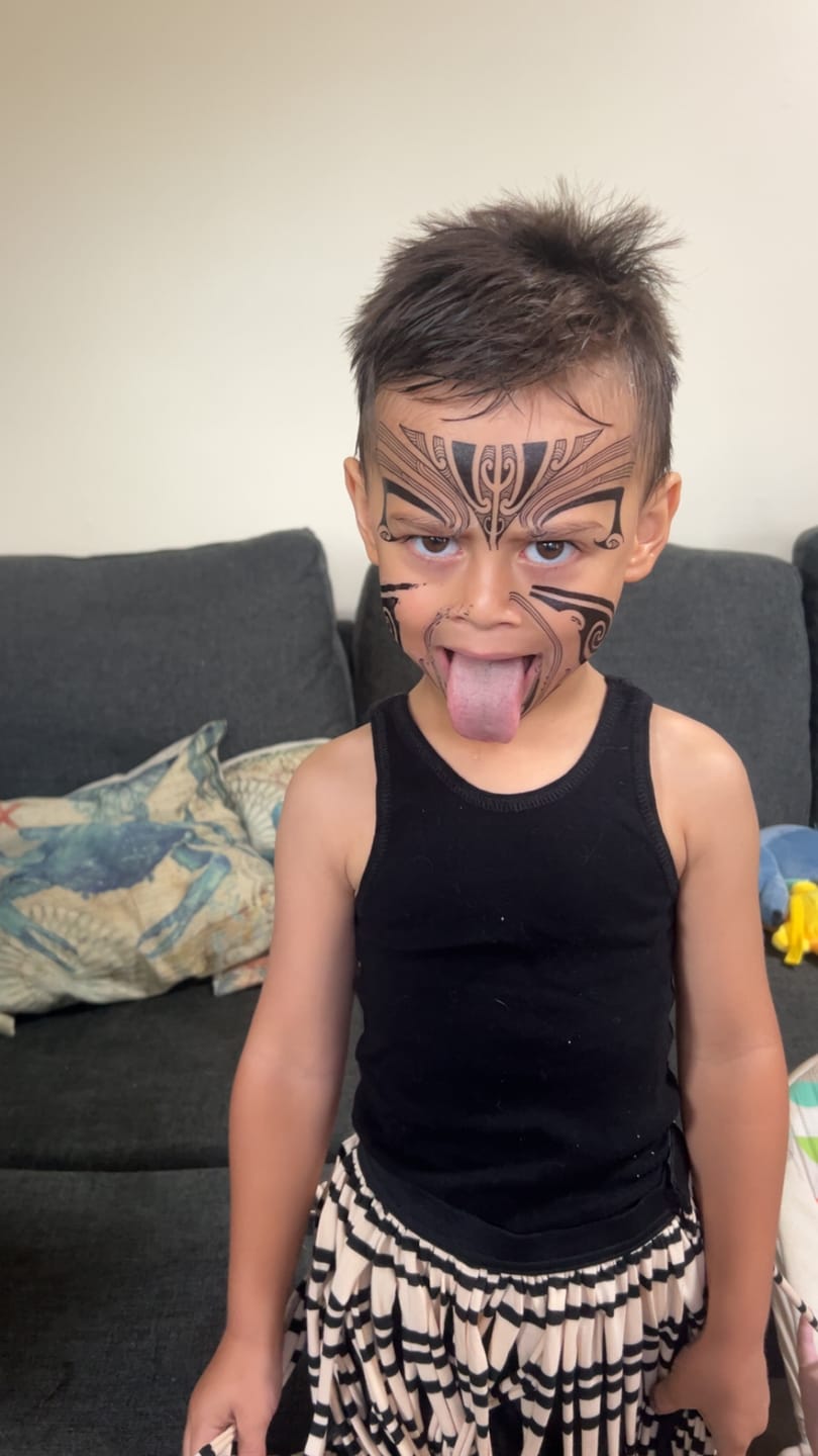 Customer photo review of Full Face Male Maori Kirituhi Temporary Tattoo