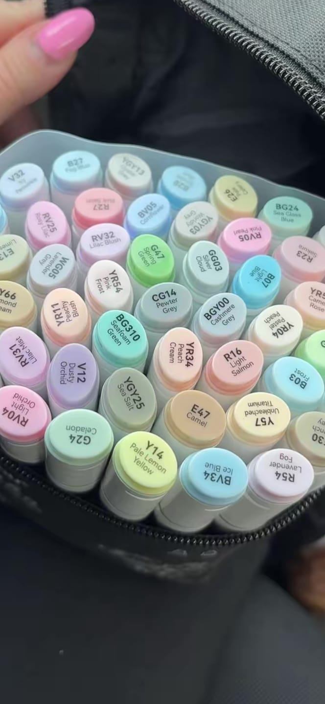 Customer photo review of Ohuhu Oahu 48 Pastel Colors Dual Tips Alcohol Art Markers, Fine & Chisel