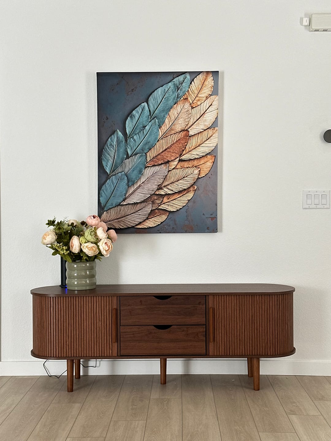 Customer photo review of Ethereal Leaf Harmony V10 – Serene Botanical Wall Art in Soft Neutral Tones