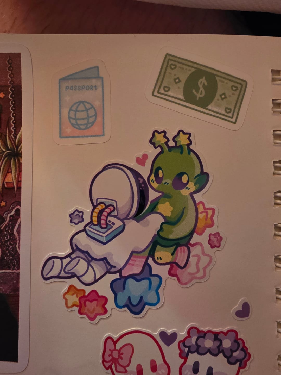 Customer photo review of Ghost Date Astronaut and Alien Sticker Sheet!