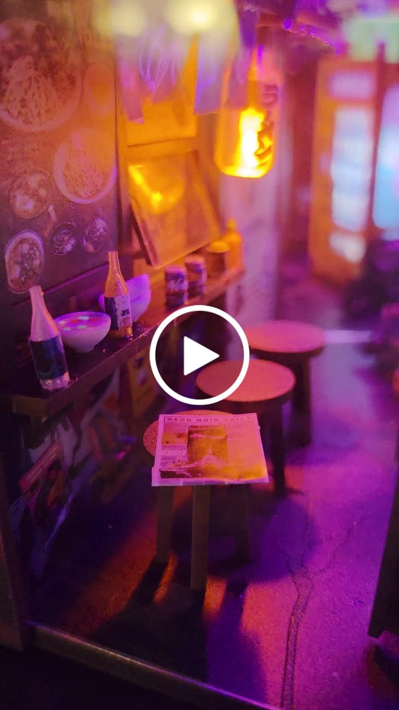 Customer video review of Neo Ramen MiniAlley – A Cyberpunk DIY Diorama Booknook